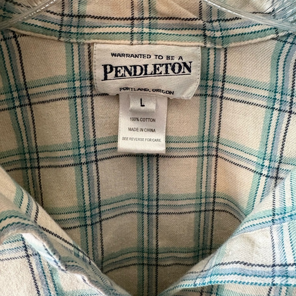 Pendleton women’s Cream & Teal Plaid Cotton Shirt